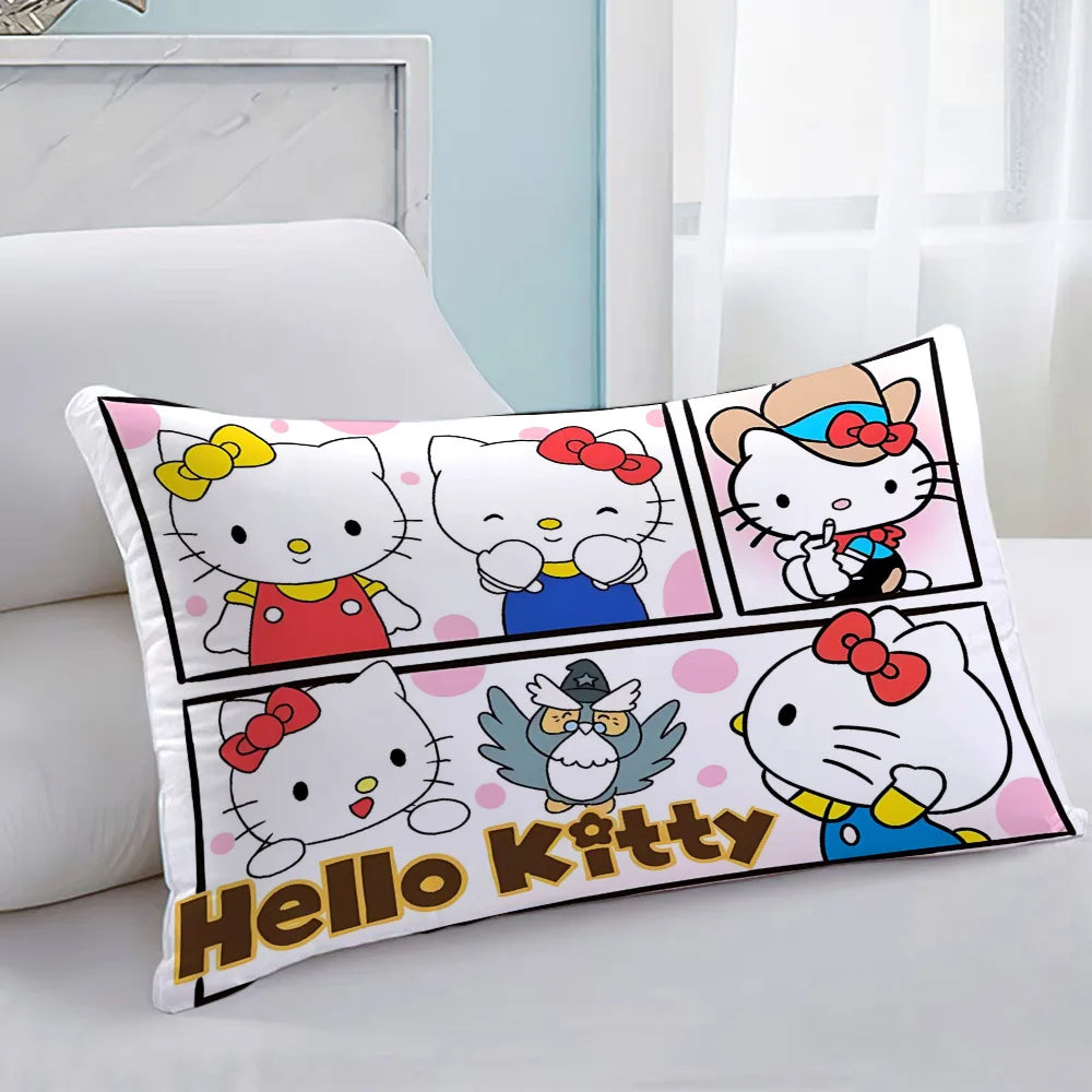 taies d'oreiller hello kitty dessins animés rose blanc jaune bleu gris 30x50cm 40x60cm 50x70cm