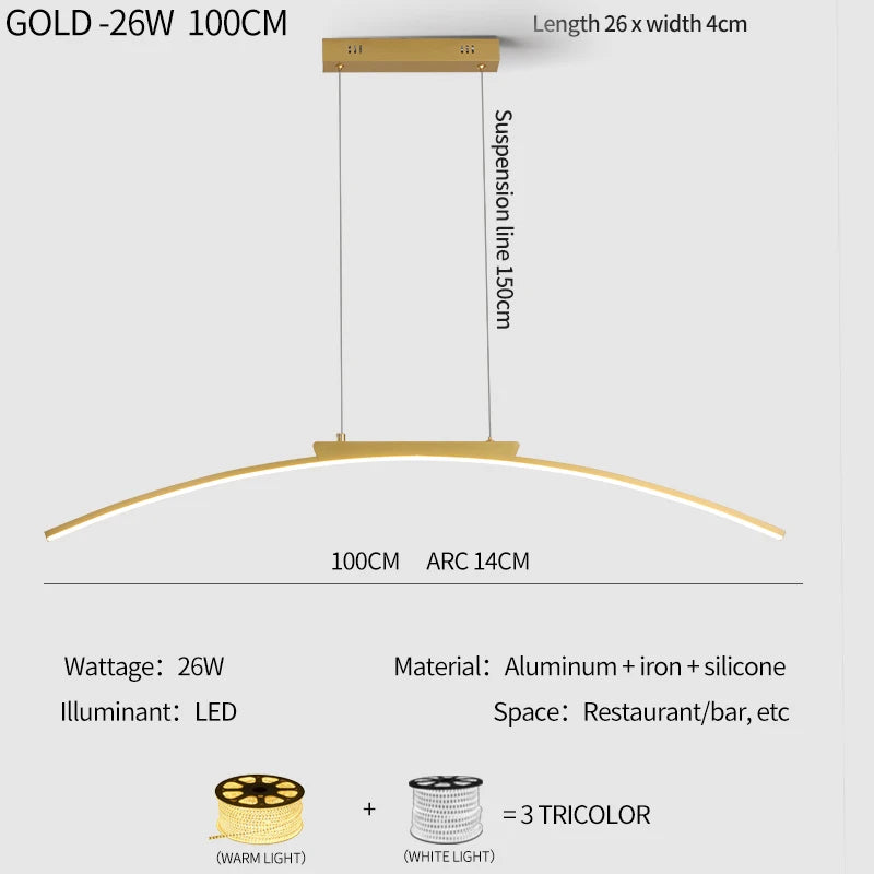 lampe suspendue or noir moderne minimaliste réglable hauteur éclairage salon chambre led