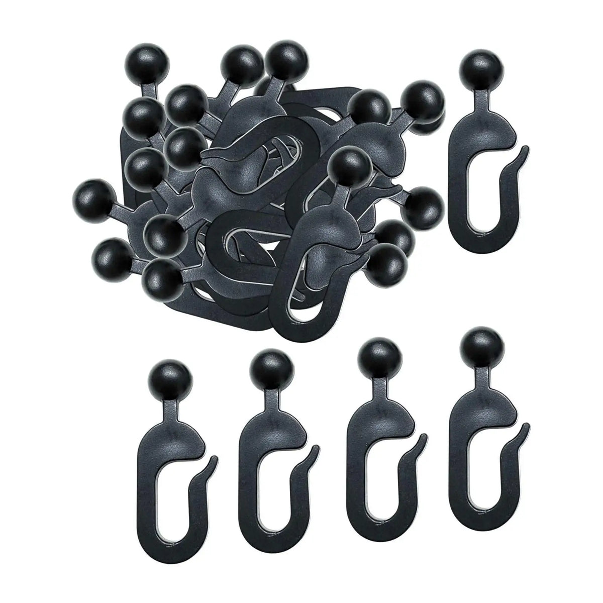 crochets noirs rideaux gazebo tringle douce glissade rustproof extérieur drapeaux robustes 56 pièces