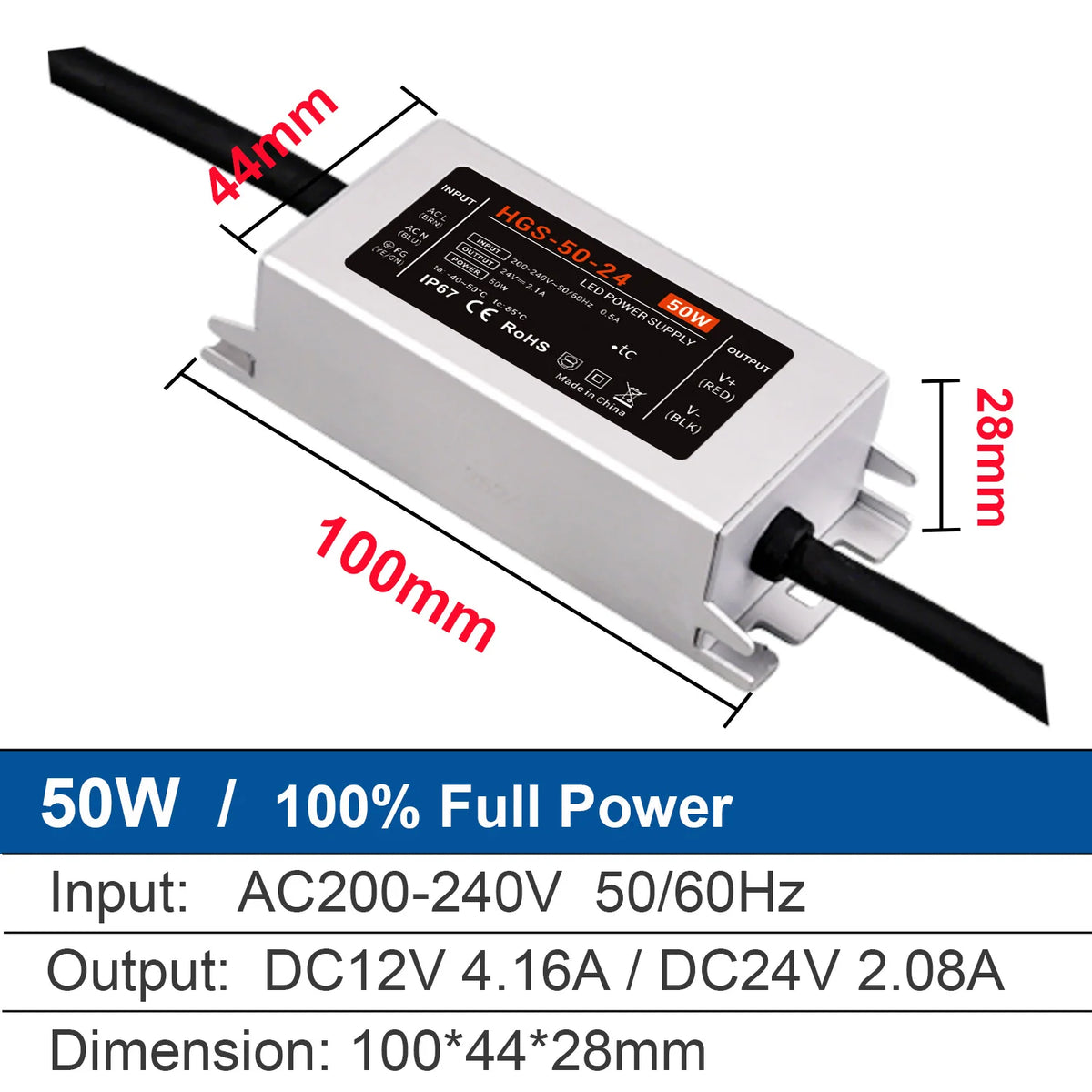alimentation led 12v 24v 50w 100w 200w 300w 400w ip67 waterproof sans ventilateur moderne