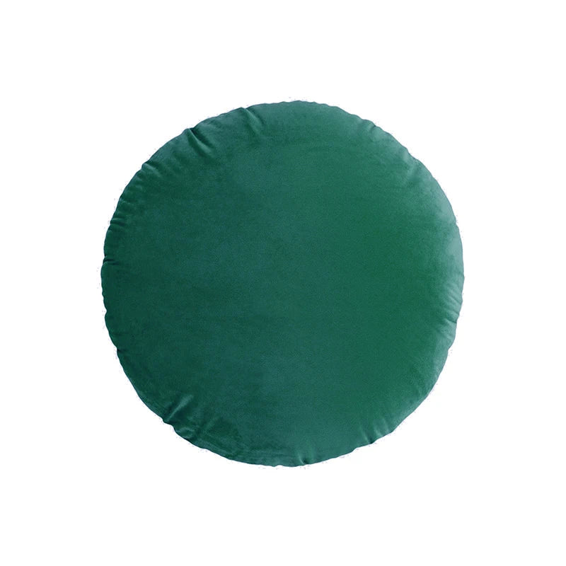 taies d'oreillers rondes velours couleurs unies moderne décoratives intérieur blanc bleu marine jaune rose