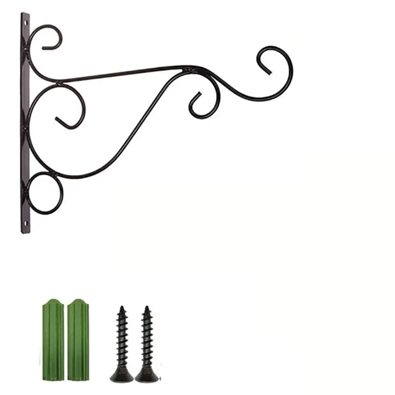support mural noir plantes suspendues volutes rétro artisanal fixation vis chevilles murales