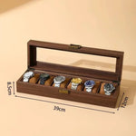 boîtes montres bois foncé grain naturel classique boutons dorés montres bracelets bijoux