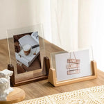 cadre photo moderne minimaliste transparent bois marron clair verre structure bois 10.2x15.2 12.7x17.8 cm