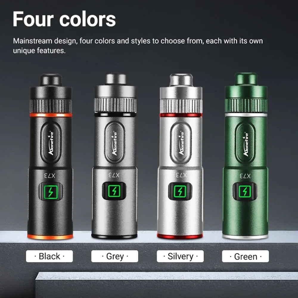 lampe torche rechargeable led noire argent verte compacte éclairage urgence camping voyage porte clés