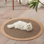 tapis gratter chats moderne tissé beige marron clair bleu jaune poignée resistant usage