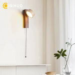 lampe murale moderne bois abat jour motif naturel interrupteur chaîne éclairage cuisine led minimaliste