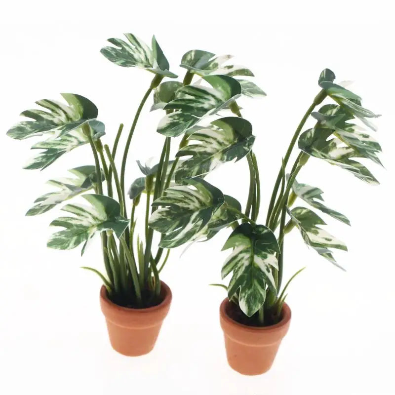 plante artificielle feuilles vertes marbrées pot terre cuite deco moderne intérieur 10cm 15cm
