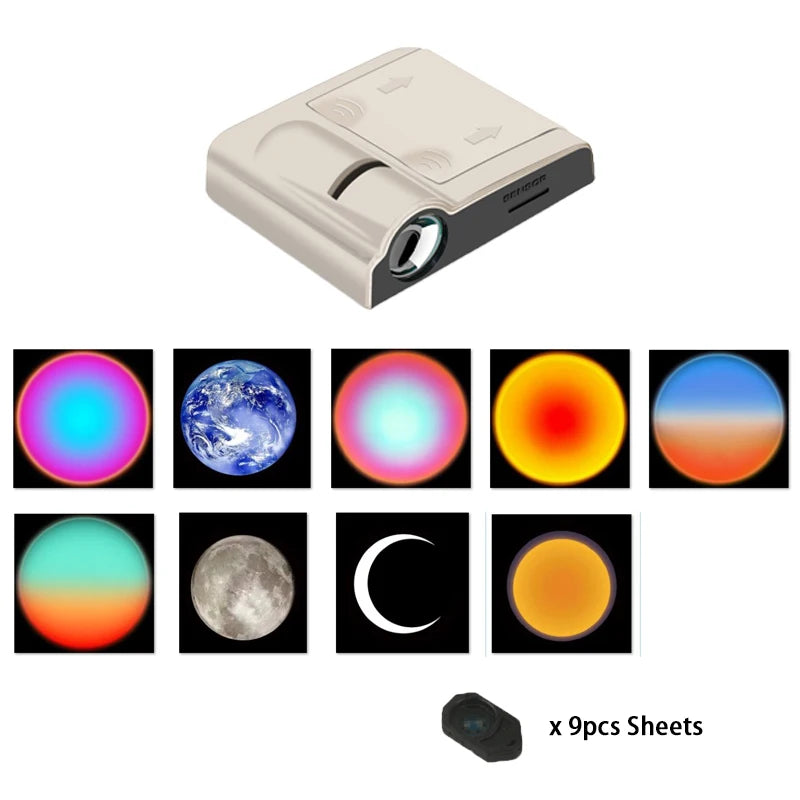 projecteur led rectangle noir lentille centrale moderne veilleuse atmosphères projection étoiles planètes chambre enfants