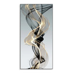 impression toile abstraite moderne vagues fluides noir doré gris clair 40x80 cm 50x100 cm