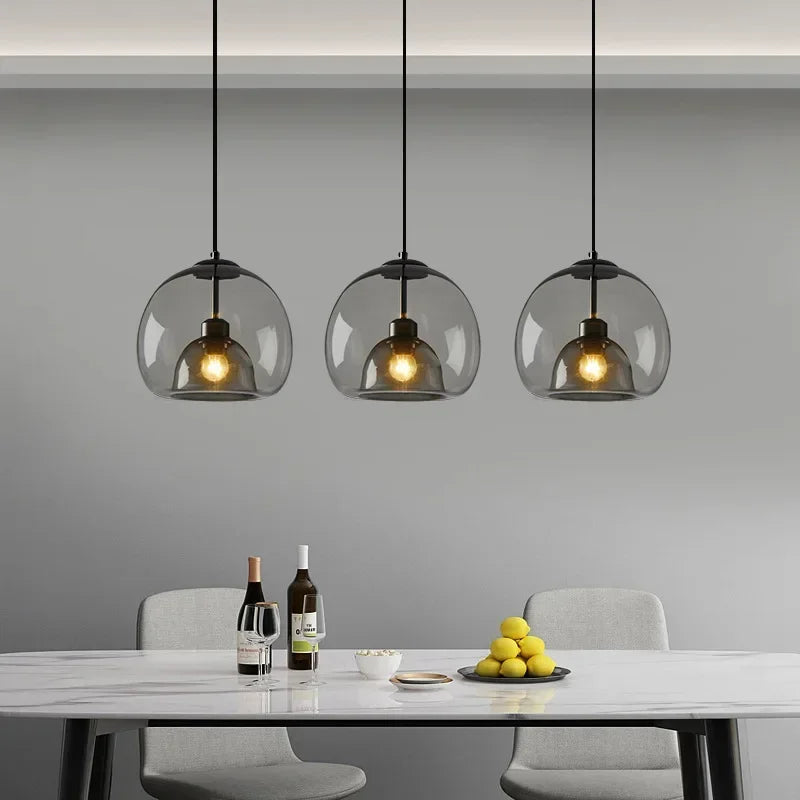 suspension lumineuse moderne transparente sphérique brillante éclairage minimaliste chambre salonhôtel