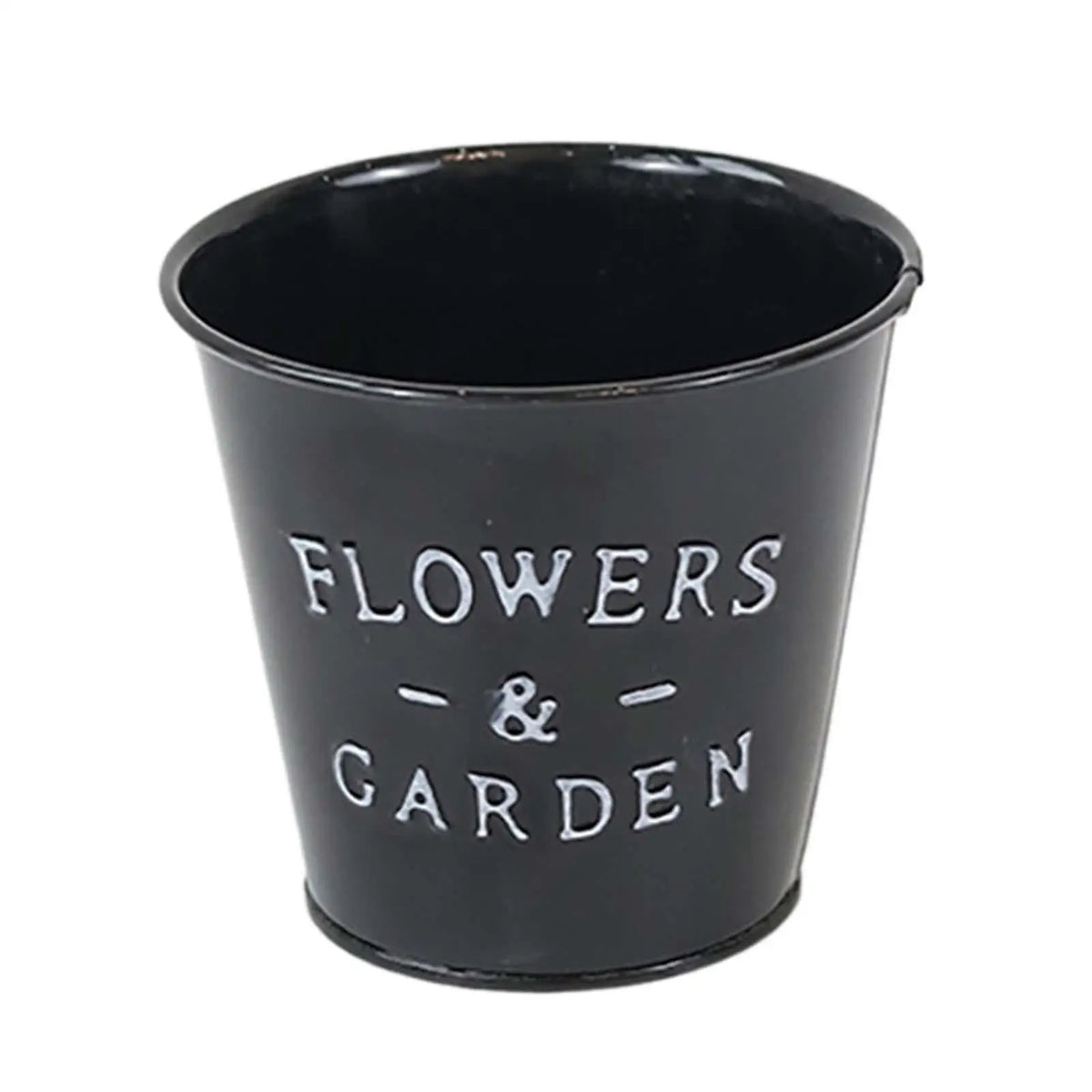 seau vintage rouge noir bleu FLOWERS GARDEN blanc pot fleur jardin
