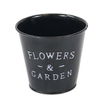 seau vintage rouge noir bleu FLOWERS GARDEN blanc pot fleur jardin