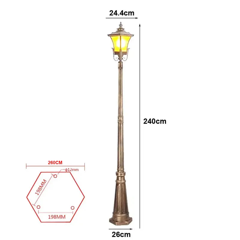 lampe rue marron foncé classique ornements détails sculptés base solide extérieure ip65 led aluminium