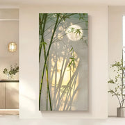 décoration murale bambou vert soleil ombres projections zen moderne chambre salon
