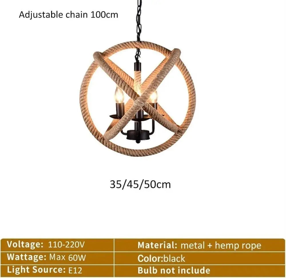 pendant luminaire suspendu industriel rustique 35cm 40cm corde tressée métal noir beige