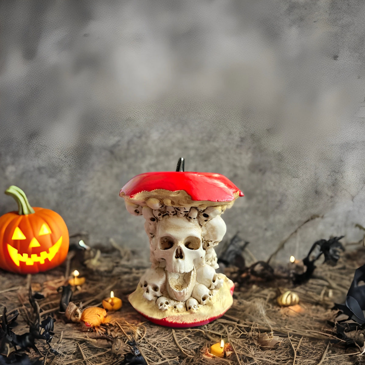 bougies crânes rouge blanche noël halloween mariage anniversaire gothique artisanal festive horreur