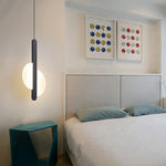 Lampes suspendues modernes minimaliste câble suspension plaque fixation globes opale abatjour blanc noir chambre