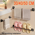 porte serviettes adhésif noir moderne 50cm poli aluminium salle bain