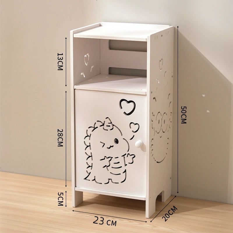 meuble rangement salle bain blanc moderne tiroir déchets étagères étroites