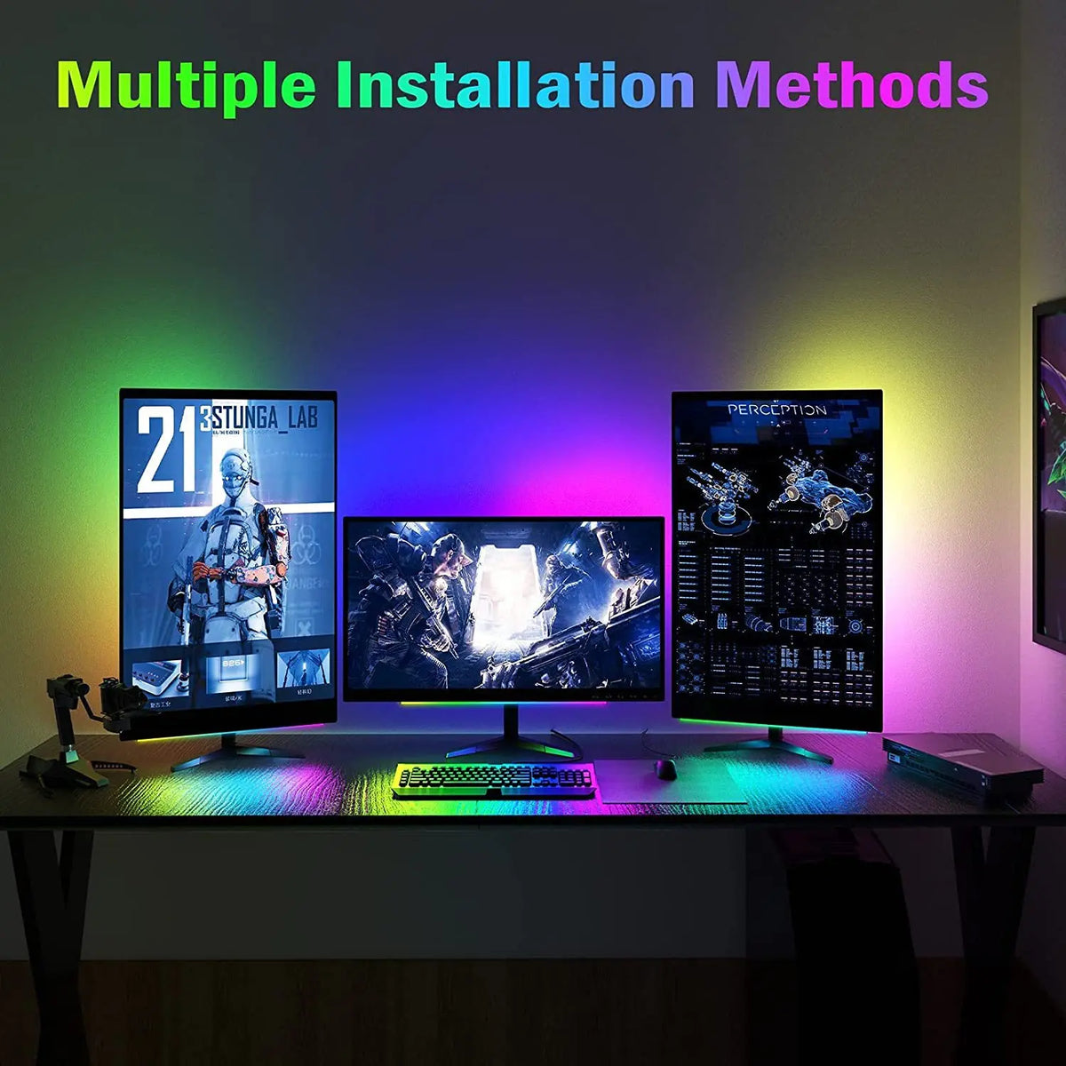 ruban led multicolore gradient moderne contrôleur usb télécommande adaptable intérieur extérieur