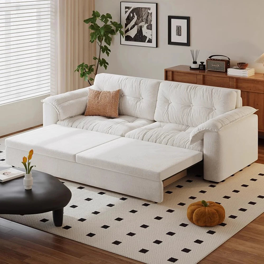 canapé convertible blanc moderne salon tissu uni coussin lecture enfant lit fauteuil confortable