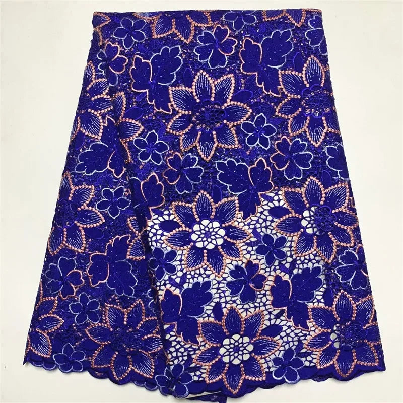tissu polyester dentelle fleurs feuilles mariage vert jaune rose bleu marron opaque écologique soluble