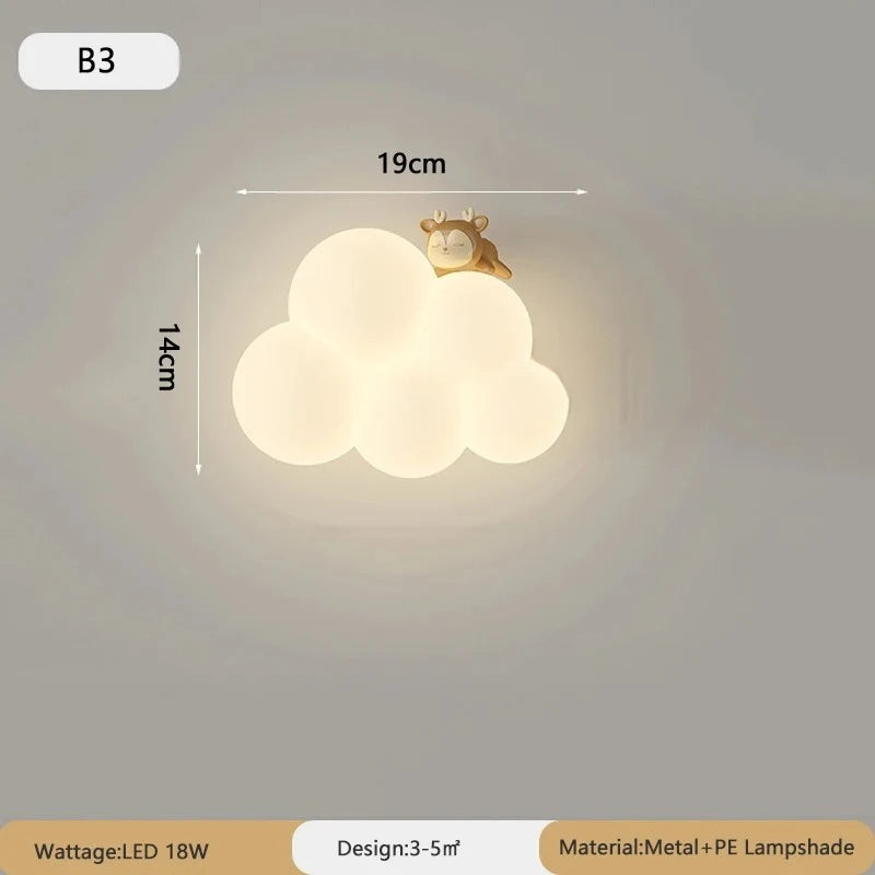 lampe murale nuage animaux blanc moderne enfant figurines souris singe lapin led