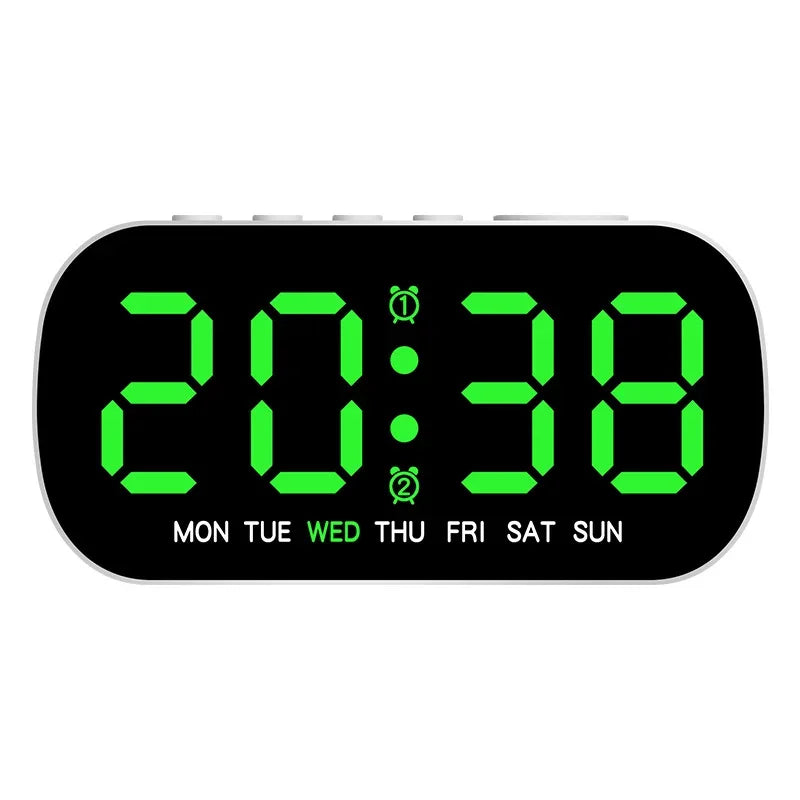 horloge numérique LED multi fonctions alarme date temps blanc vert bleu moderne