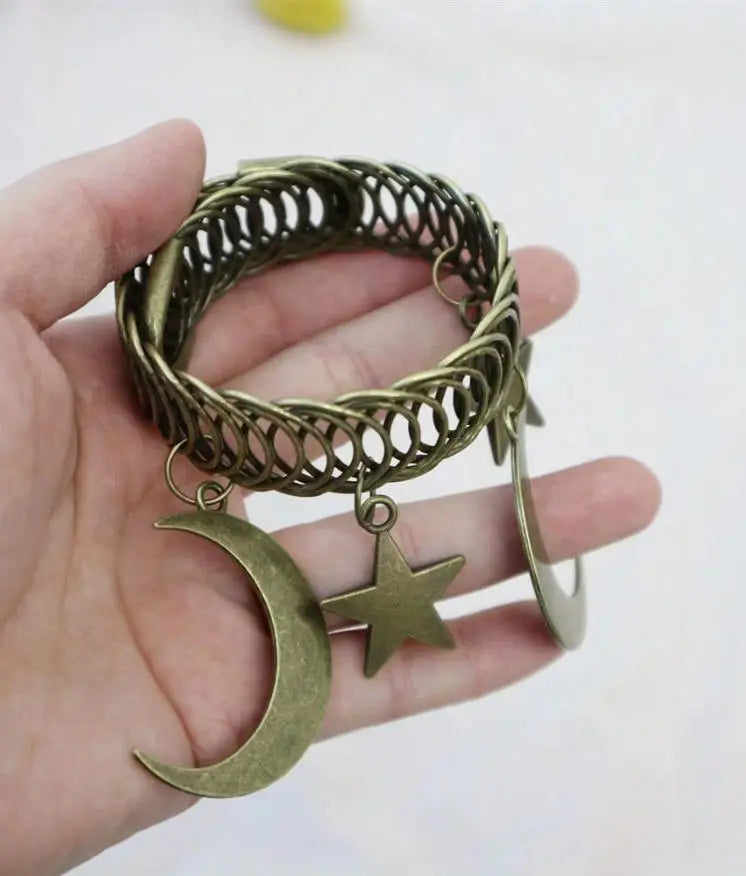 anneau rideau métal étoile lune vintage boho chic bronze opacité decoration chambre salon