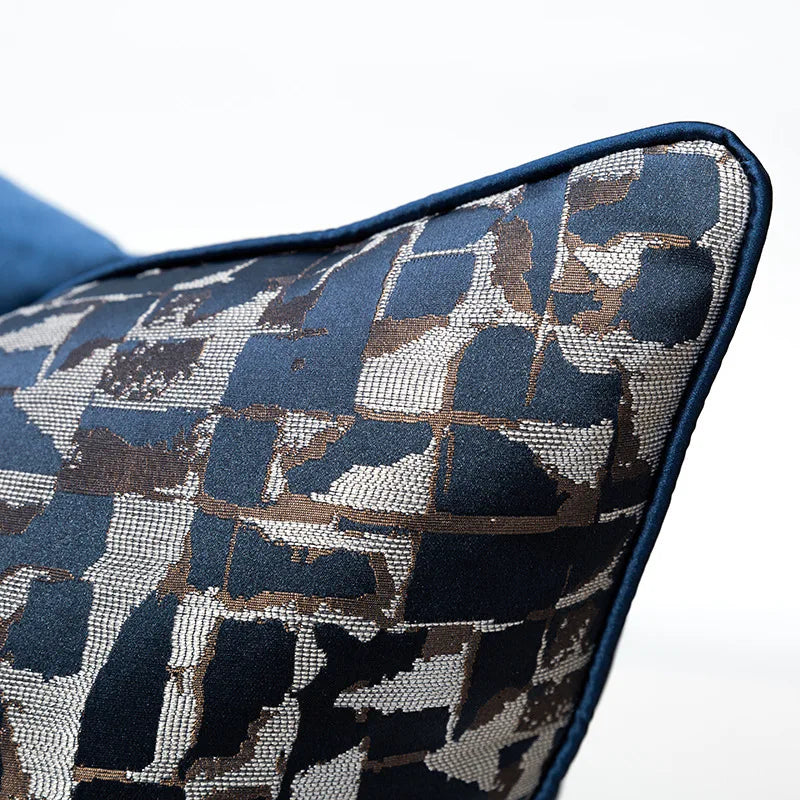 coussin decoratif geometrique contemporain bleu marine gris beige adhesif maison voiture 45x45cm 50x50cm 30x50cm