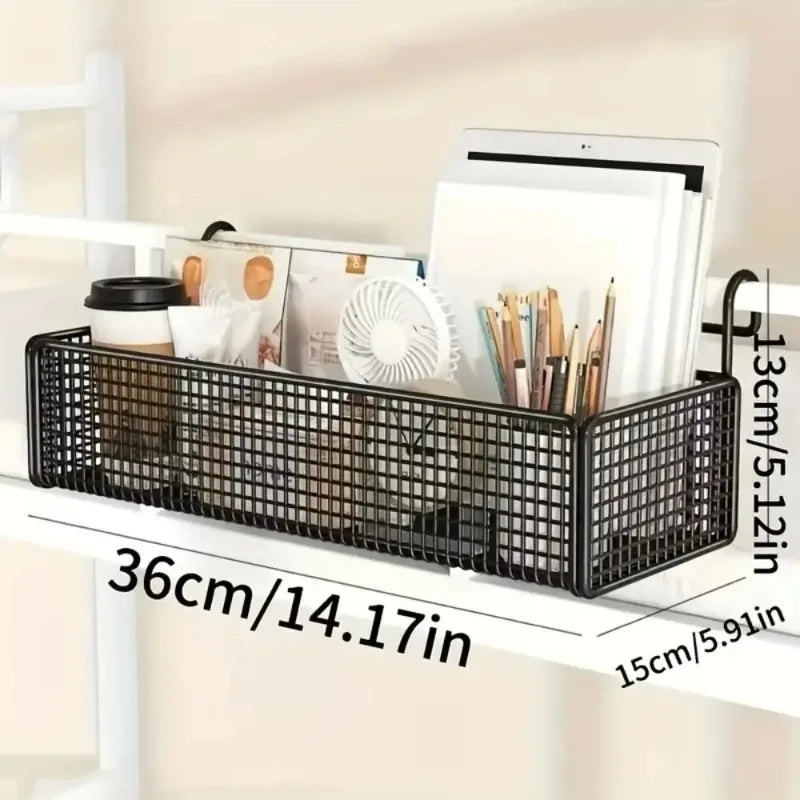 panier suspendu moderne grille métallique noir blanc rangement chevet lit multifonctionnels