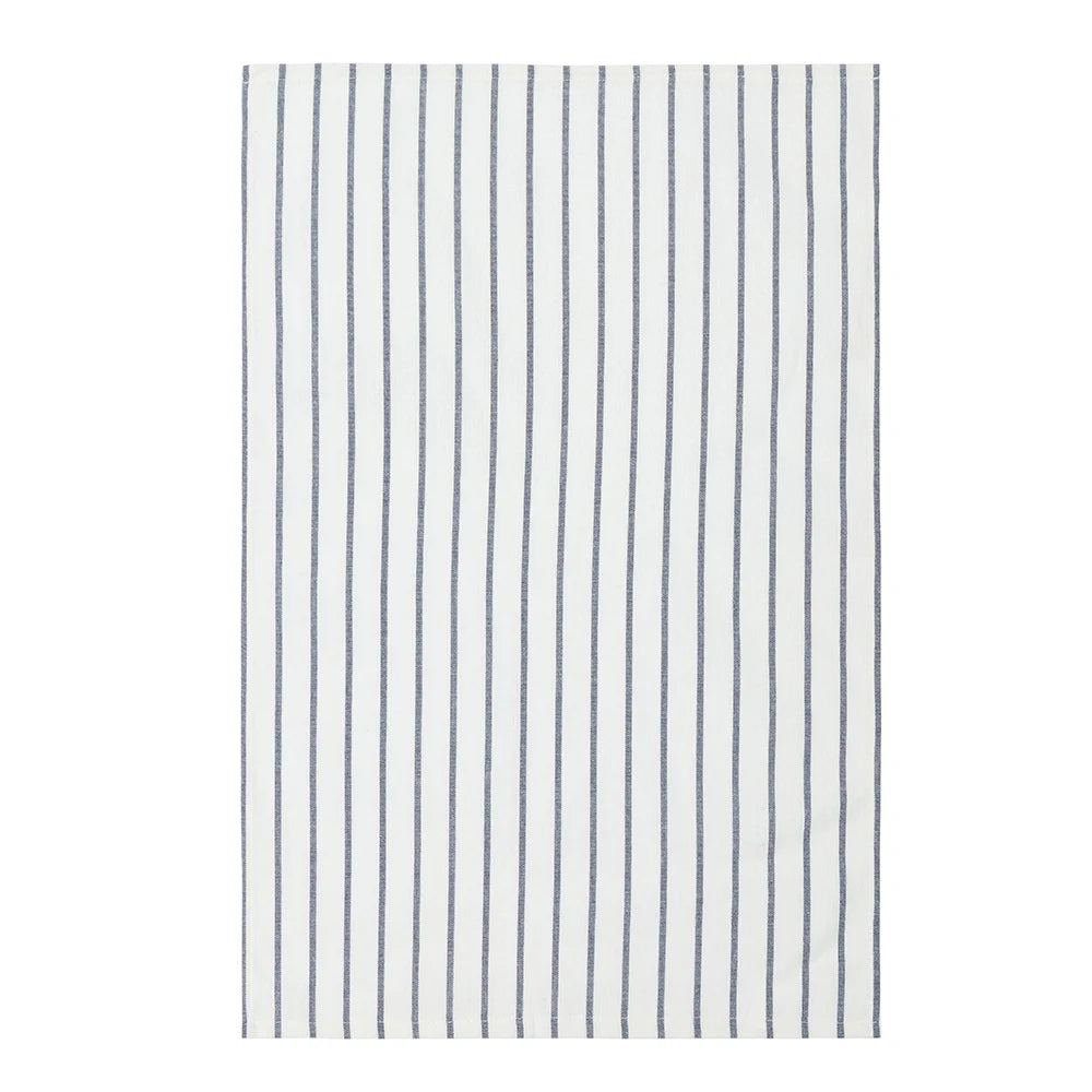 serviettes cuisine coton bleu marine blanc carreaux rayures classiques 45x70cm ensemble 1/5 pièces