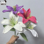 bouquet fleurs artificielles tricotées main violet rose blanc rouge bleu vert artisanalintérieur decoration
