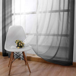 rideau moderne gris blanc semi transparent anneaux polyester coton deux panneaux chambre salon