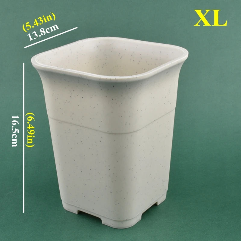 Pots fleurs carrés modernes blanc noir grains drainage 10 pièces