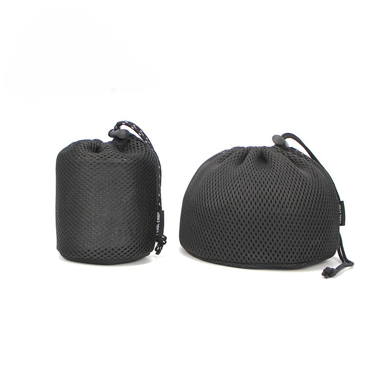 sac rangement nylon noir filet camping utilitaire vaisselle ustensiles portable extérieur