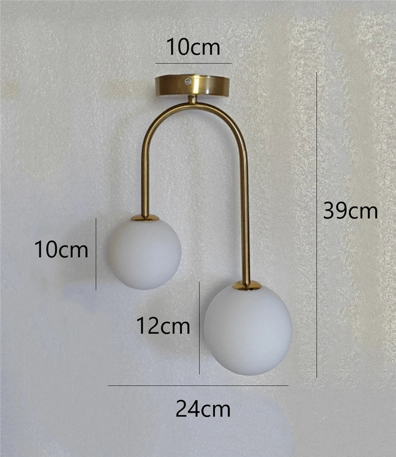 lampe suspendue moderne or noir double headed ball métal minimalisteintérieur chambre salon