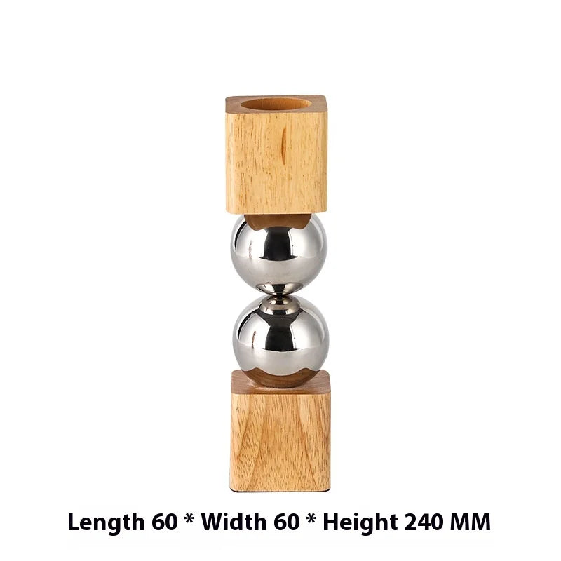 vase décoration intérieure bois métal minimaliste sculptural boules sphères cubes fleurs séchées