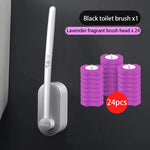 brosse toilette long manche remplacement facile blanc bleu moderne adhésif rechargeable set