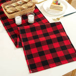 table cheminement carreaux écossais vert rouge blanc hiver noël classique polyester coton