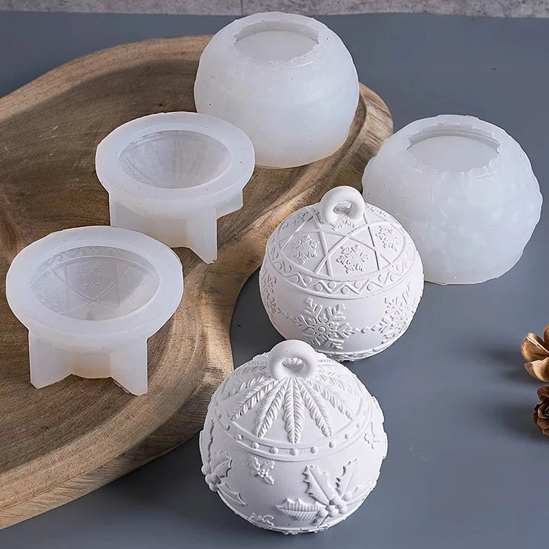boules noel silicone flocons neige branches houx décoratives traditionnelles vert orange blanc