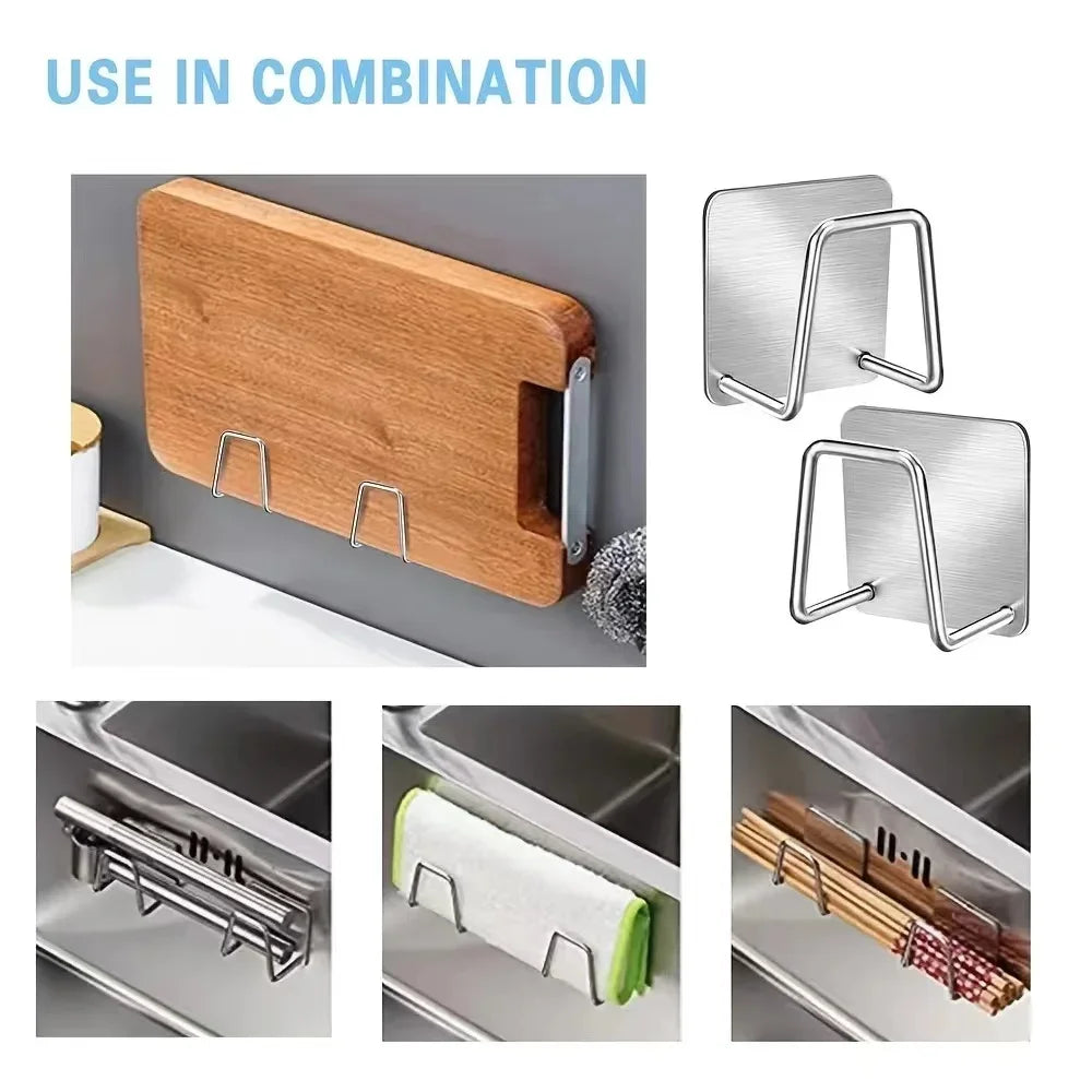 porte savon adhésif acier inoxydable moderne argenté lisse brillant cuisine organisation durable