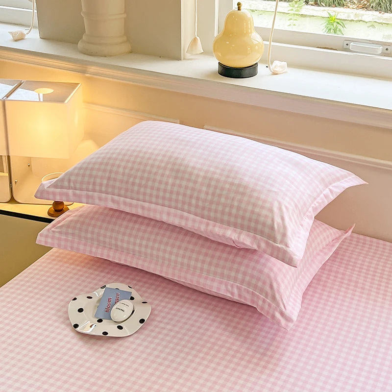 taies d'oreiller fleurées ensemble literie classique oreiller drap plat ours rose doux