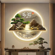 Horloge murale LED avec affichage heure, température et calendrier pour salon et couloir - Décoration moderne