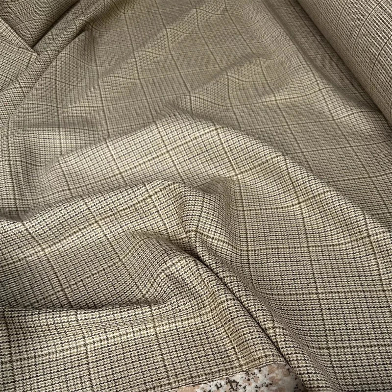 tissu laine beiges carreaux diagonaux classique 100 antiréglage opacité manuelle couture 152cm large