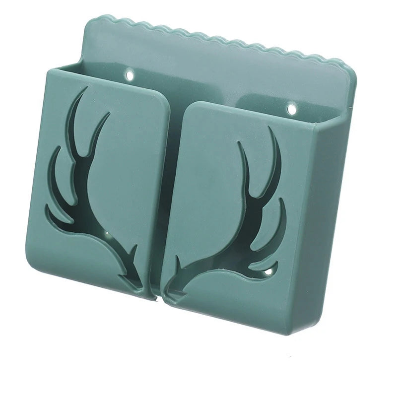 support mural adhésif antlers moderne blanc noir rose bleu vert câbles lunettes télécommande prise
