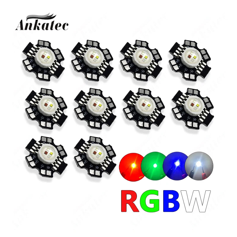 Diodes LED RGB RGBW 1W 3W haute luminosité clips métalliques change couleur projecteur scène