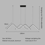 suspension lumineuse pendentif led moderne minimaliste ligne ondulée blanc opacité restaurant cuisine