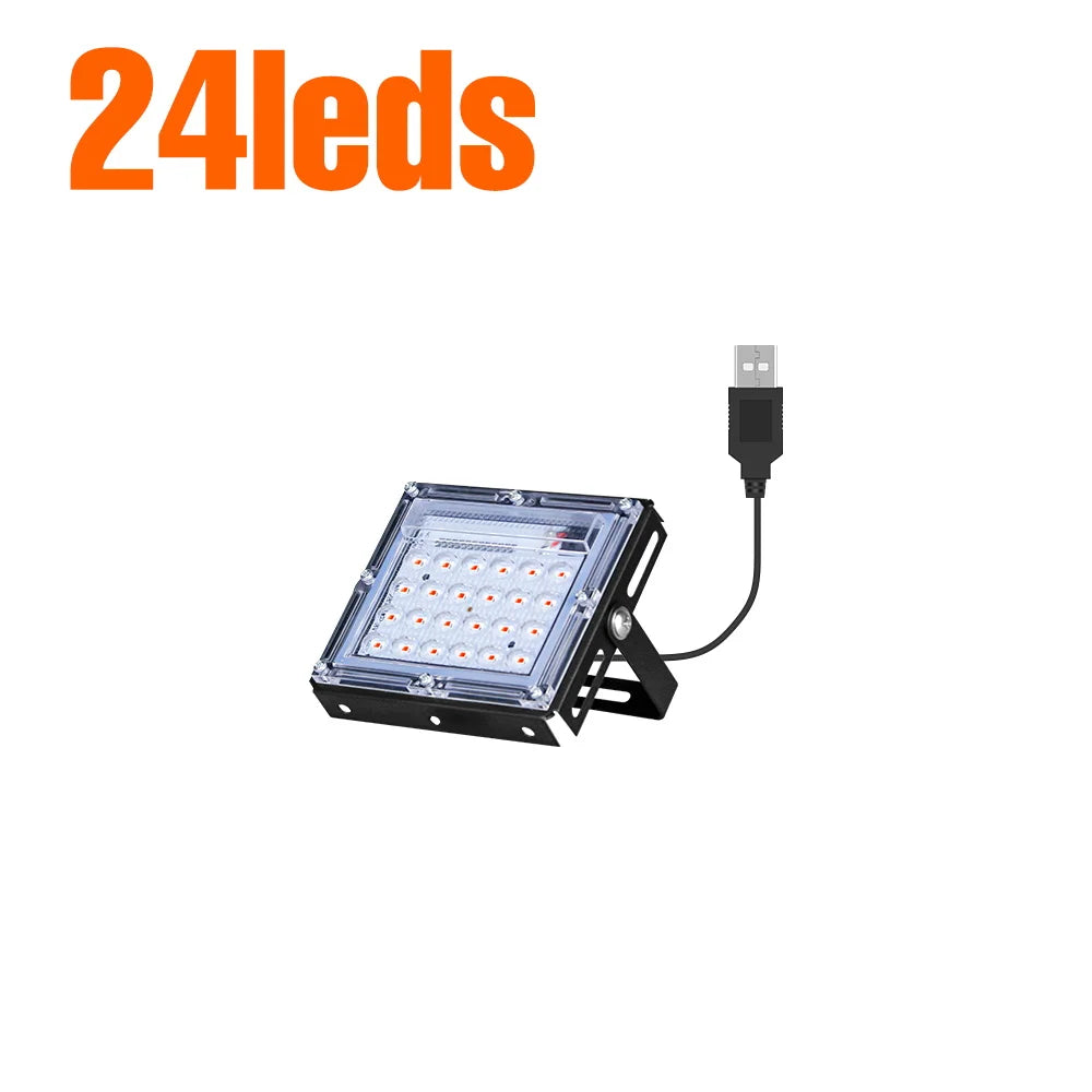 lampe led plante violet noir usb cable 50w 24leds 144leds moderne